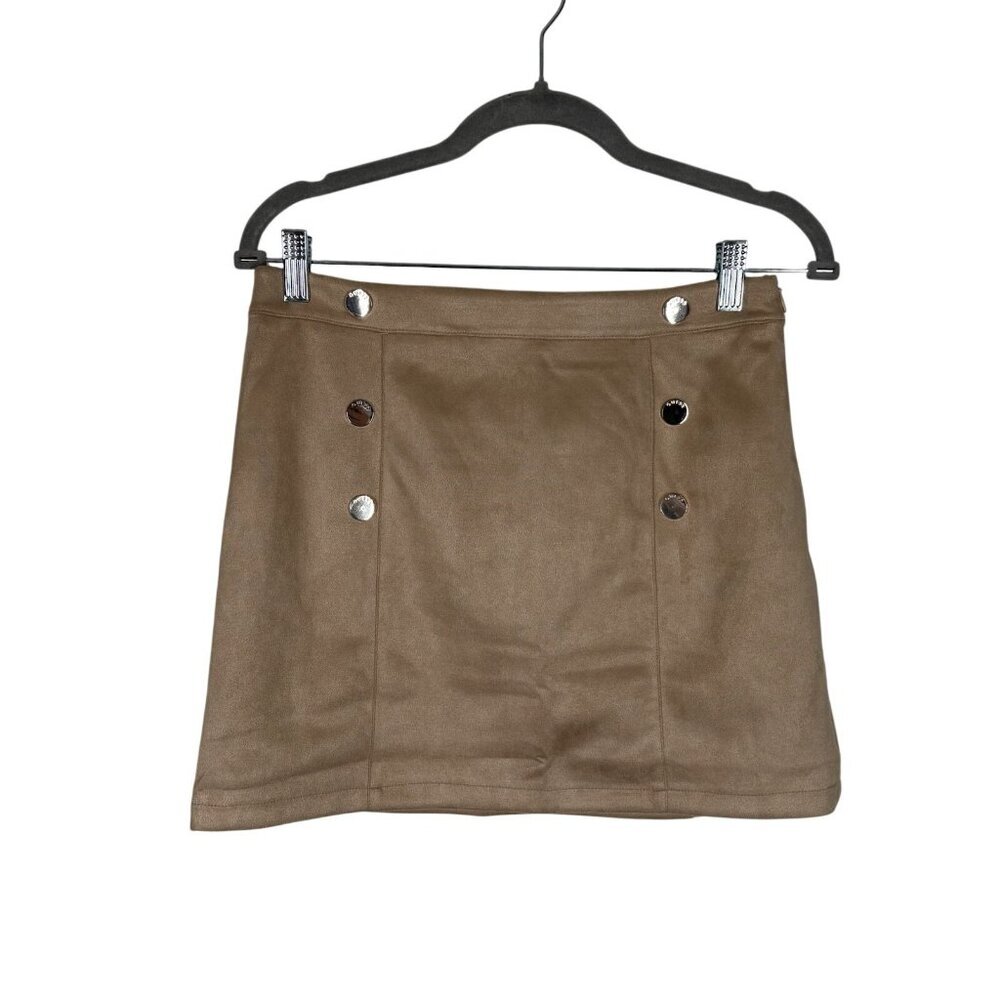 Guess Women SZ S Dulce Cream Button Accent Reiki Faux Suede Mini Skirt NWT